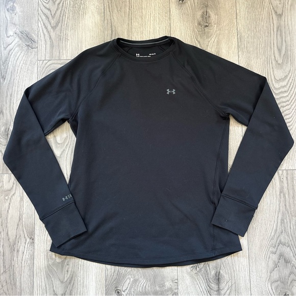 LG Tops - Under Armour Classic Logo ColdGear Black Fitted Long Sleeve Top Women’s Large